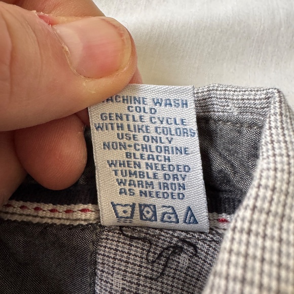 Thread & Cloth Mens Long Sleeve Mini Check Button Up Shirt Gray Y2K VTG Size Med - Picture 10 of 15